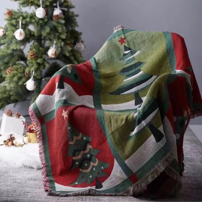 Brighthowl Christmas Tree Home Decor Tassel Blanket