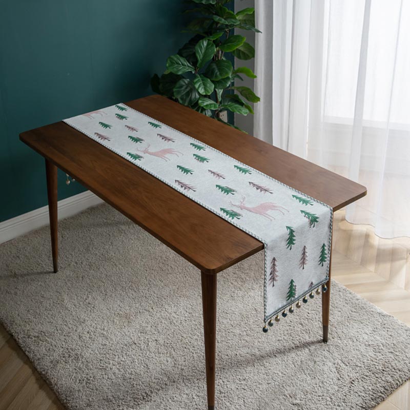 Brighthowl Christmas Tree Table Runner with Tassel