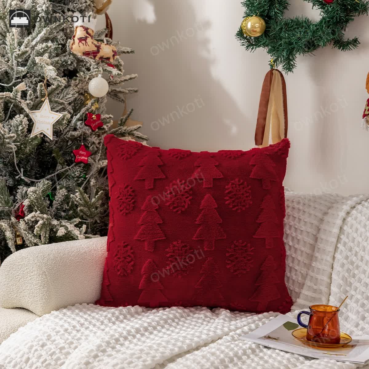 Brighthowl Jacquard Christmas Tree Decortaive Pillowcase