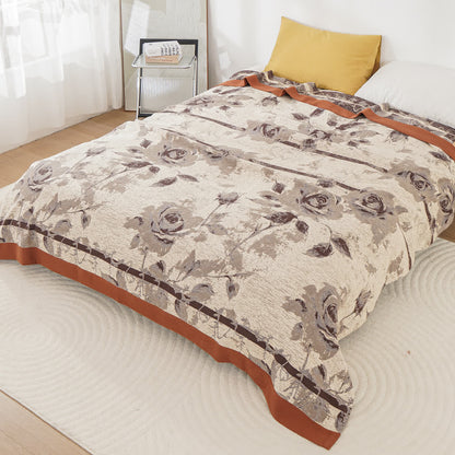 Brighthowl Cotton Gauze Rose Print Comfy Quilt