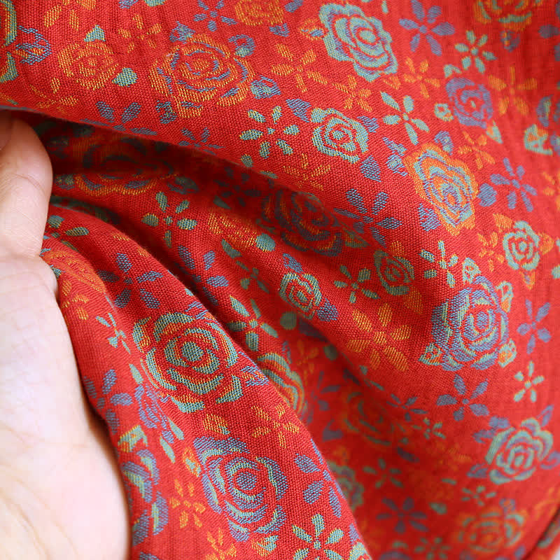 Brighthowl Rose Flower Cotton Lapel Nightwear Set