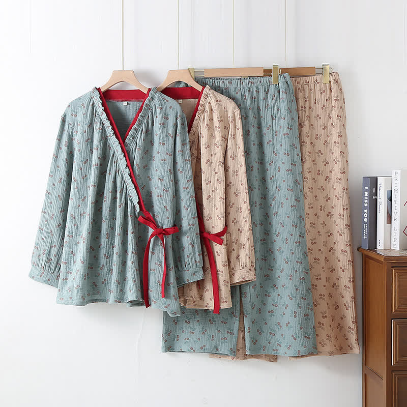 Brighthowl Kimono Rural Rose Cotton Gauze Pajama Set