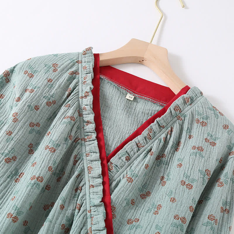 Brighthowl Kimono Rural Rose Cotton Gauze Pajama Set