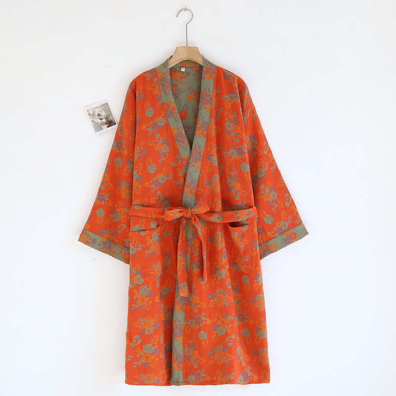 Brighthowl Double Layer Cotton Gauze Kimono Bathrobe