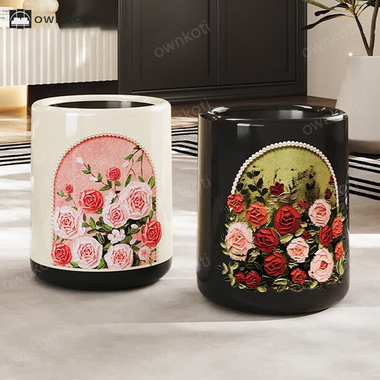 Brighthowl Elegant Rose Double Layer Durable Trash Can