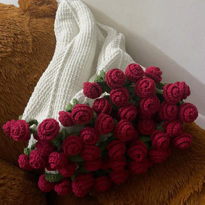 Brighthowl Handmade Crochet Rose Blanket Bouquet