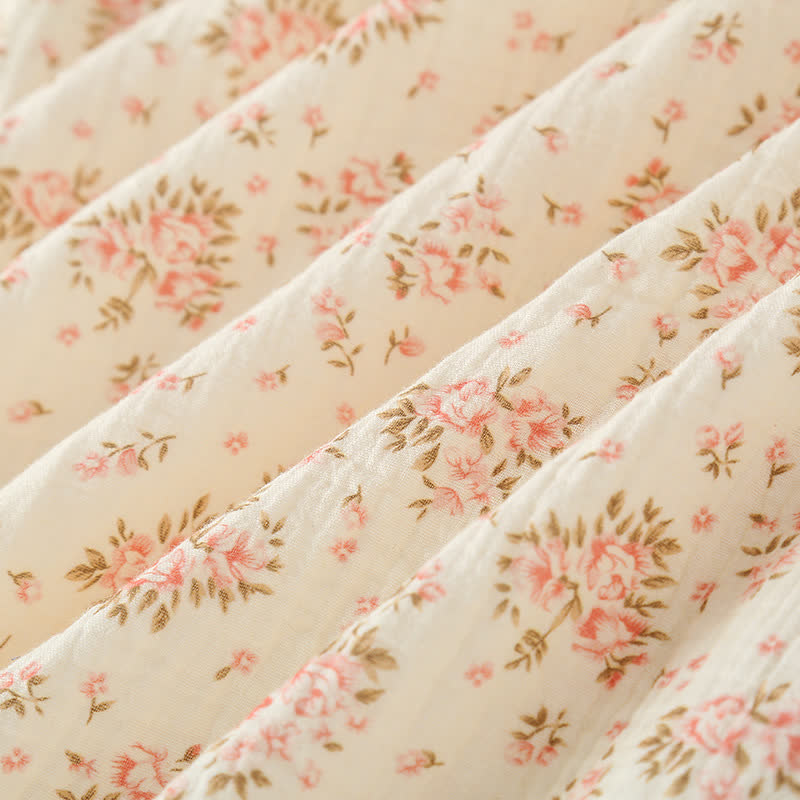 Brighthowl Cotton Double Gauze Floral Long Sleeve Nightdress