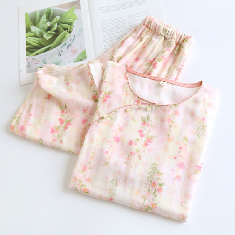 Brighthowl Rustic Rose Bamboo Fiber Short Sleeve Pajama Set