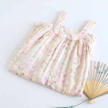 Brighthowl Rose Print Bamboo Fiber Sleeveless Nightdress