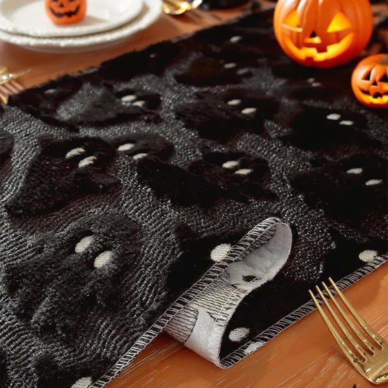 Brighthowl Halloween Plush Ghost Embroidered Table Runner