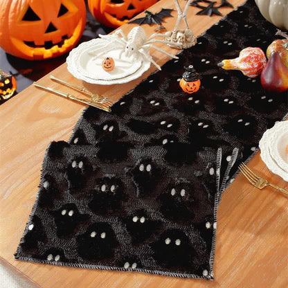 Brighthowl Halloween Plush Ghost Embroidered Table Runner