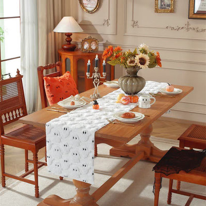 Brighthowl Halloween Plush Ghost Embroidered Table Runner