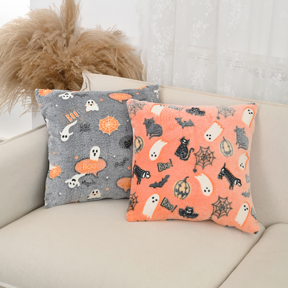 Brighthowl Halloween Flannel Luminous Throw Pillow