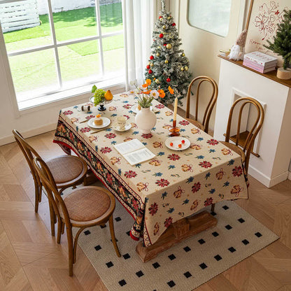 Brighthowl Christmas Bell Floral Jacquard Tablecloth