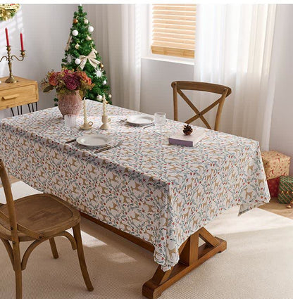 Brighthowl Christmas Elk Print Waterproof Tablecloth