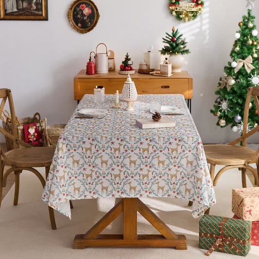 Brighthowl Christmas Elk Print Waterproof Tablecloth