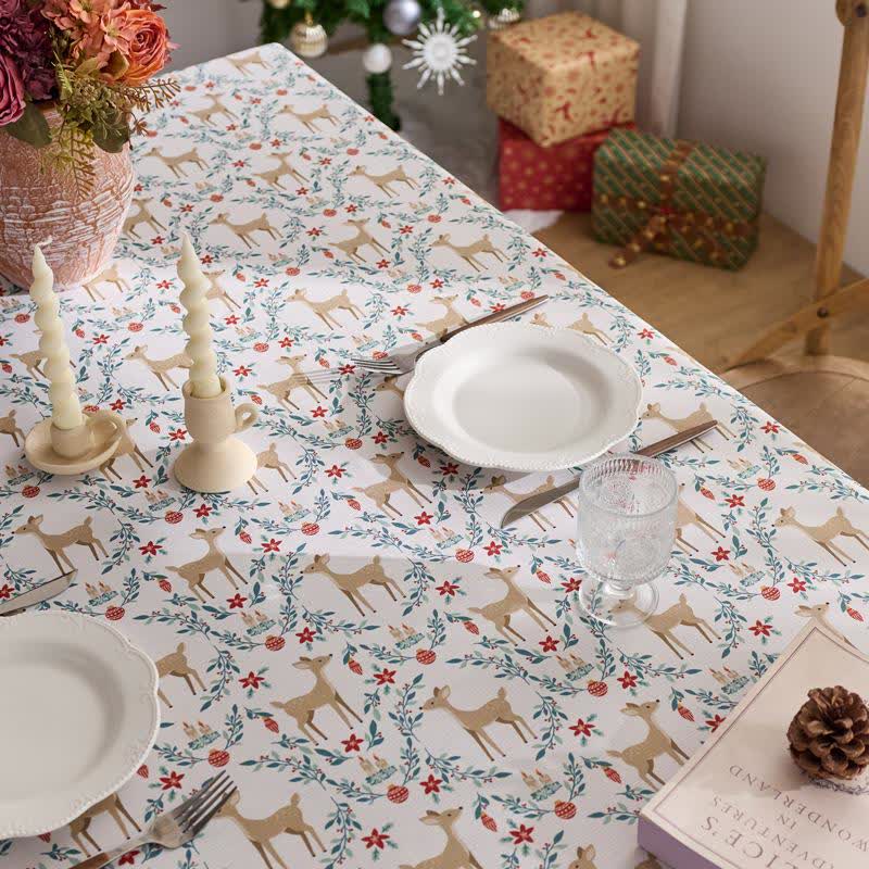 Brighthowl Christmas Elk Print Waterproof Tablecloth