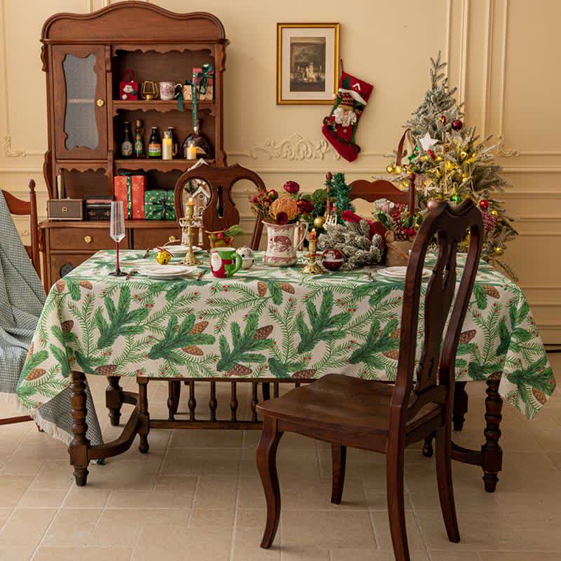 Brighthowl Christmas Pine Cone Print Tablecloth