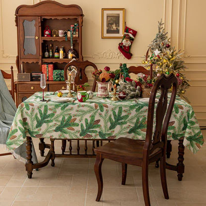 Brighthowl Christmas Pine Cone Print Tablecloth