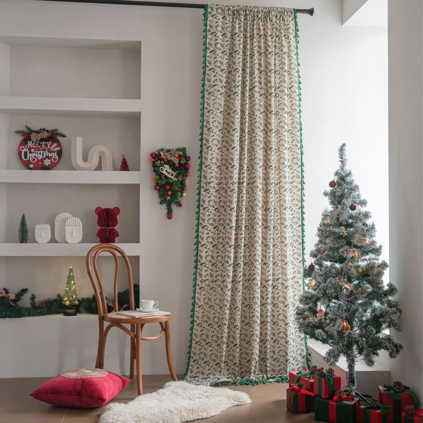 Brighthowl Pine Needle Berry Light Filtering Curtain