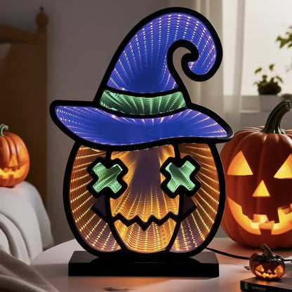 Brighthowl Halloween Infinity Lights Pumpkin with Hat