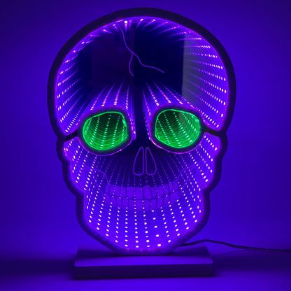 Brighthowl Halloween Skull Infinity Lights with Stand