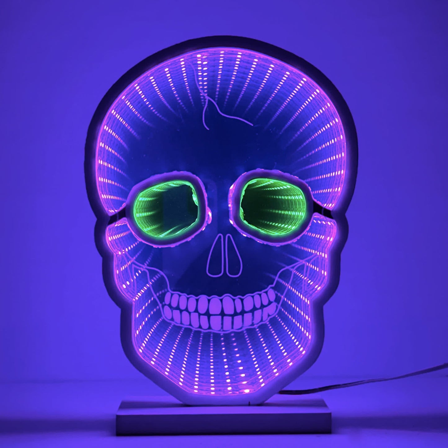 Brighthowl Halloween Skull Infinity Lights with Stand