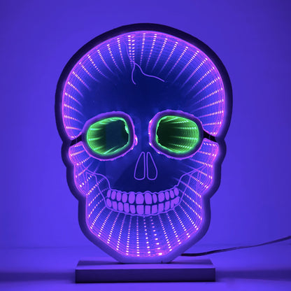 Brighthowl Halloween Skull Infinity Lights with Stand
