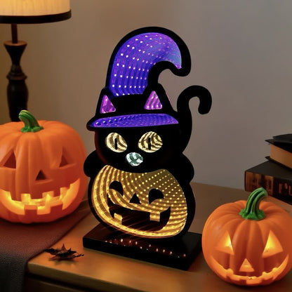Brighthowl 3D Black Cat Pumpkin Infinity Lights