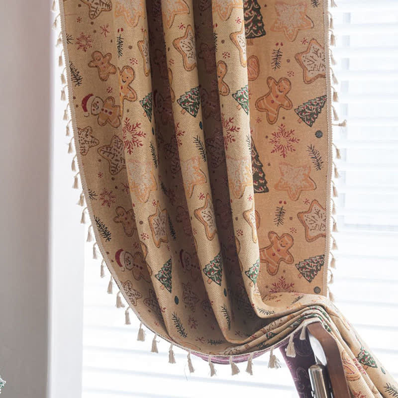 Brighthowl Christmas Gingerbread Man Holiday Curtain