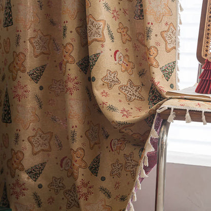 Brighthowl Christmas Gingerbread Man Holiday Curtain