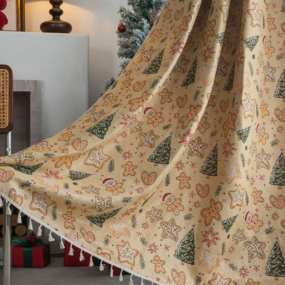 Brighthowl Christmas Gingerbread Man Holiday Curtain