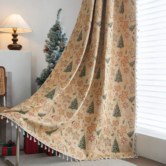 Brighthowl Christmas Gingerbread Man Holiday Curtain