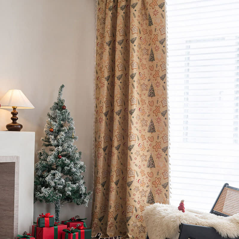 Brighthowl Christmas Gingerbread Man Holiday Curtain