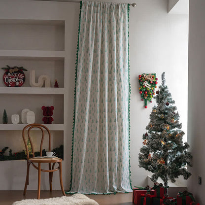 Brighthowl Green Fir Tree Print Curtain
