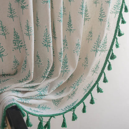 Brighthowl Green Fir Tree Print Curtain