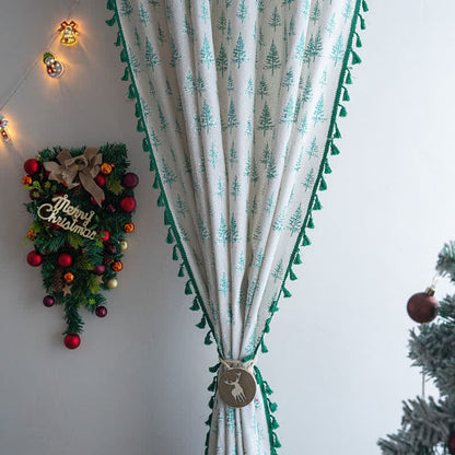 Brighthowl Green Fir Tree Print Curtain