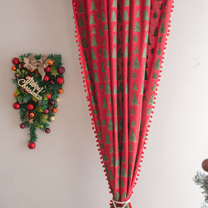 Brighthowl Christmas Fir Tree Holiday Curtain