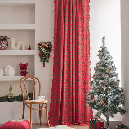 Brighthowl Christmas Fir Tree Holiday Curtain