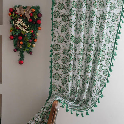 Brighthowl Christmas Floral Edelweiss Print Curtain