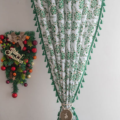 Brighthowl Christmas Floral Edelweiss Print Curtain