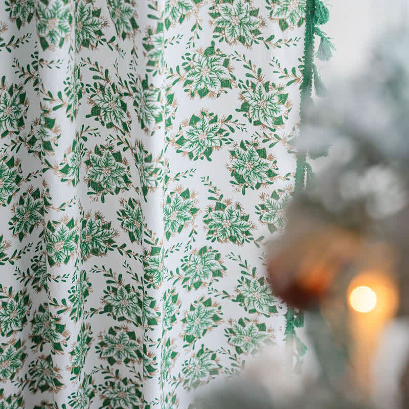 Brighthowl Christmas Floral Edelweiss Print Curtain