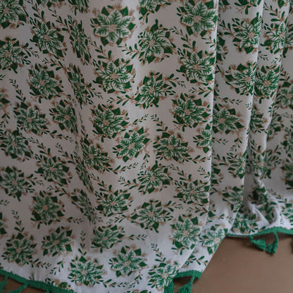 Brighthowl Christmas Floral Edelweiss Print Curtain