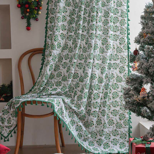 Brighthowl Christmas Floral Edelweiss Print Curtain