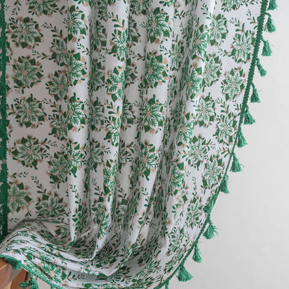 Brighthowl Christmas Floral Edelweiss Print Curtain