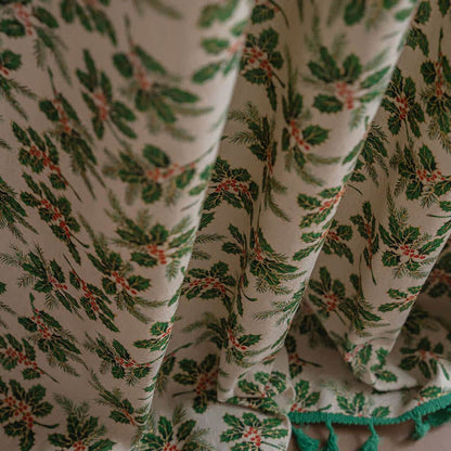 Brighthowl Christmas Holly Leaf Print Curtain