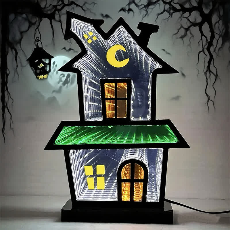 Brighthowl 3D House Infinity Lights Halloween Decoration