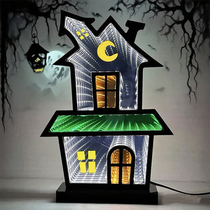 Brighthowl 3D House Infinity Lights Halloween Decoration