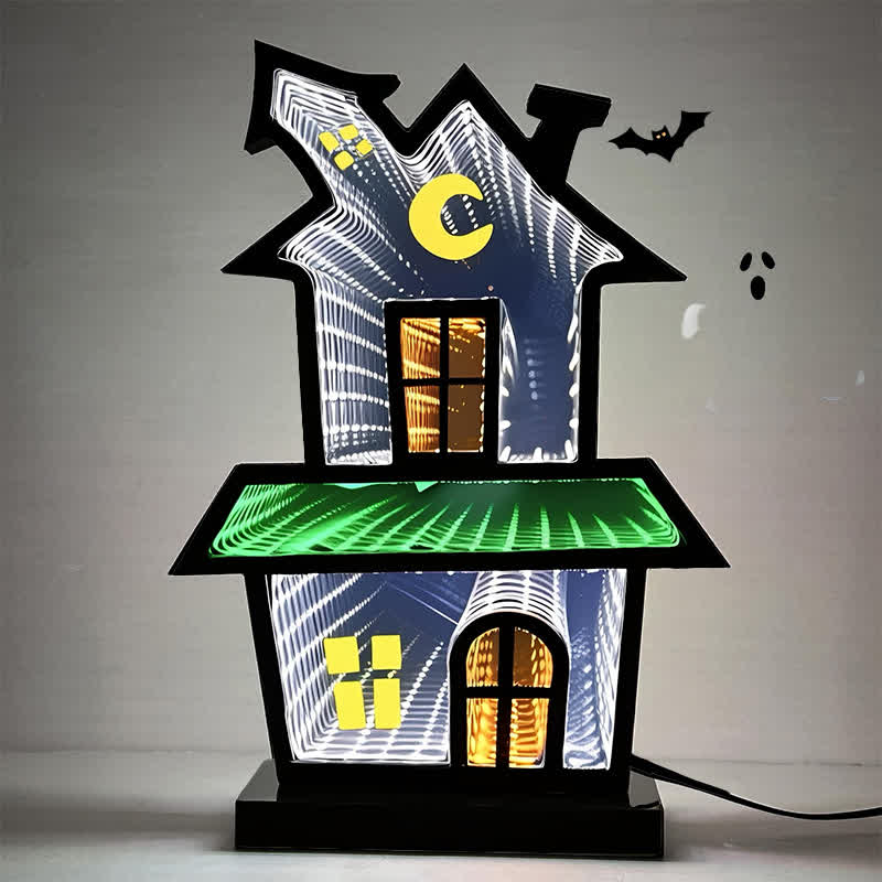 Brighthowl 3D House Infinity Lights Halloween Decoration