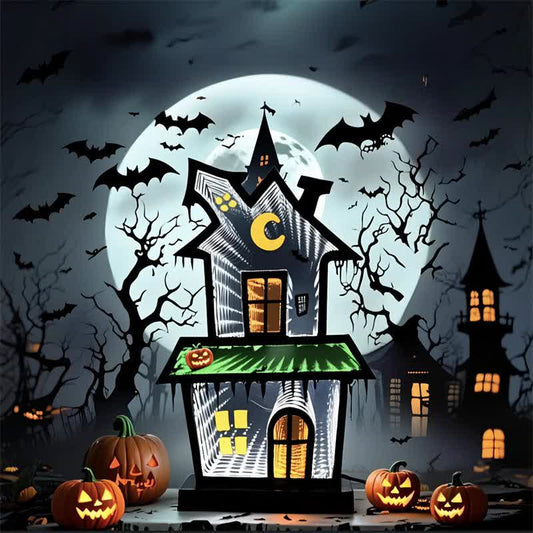 Brighthowl 3D House Infinity Lights Halloween Decoration